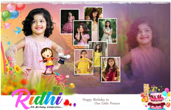 thumbnail Download Ridhi Birthday Banner PSD Template  6x4 Feet 